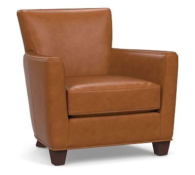 Irving Square Arm Leather Armchair, Polyester Wrapped Cushions, Signature Maple - Image 0