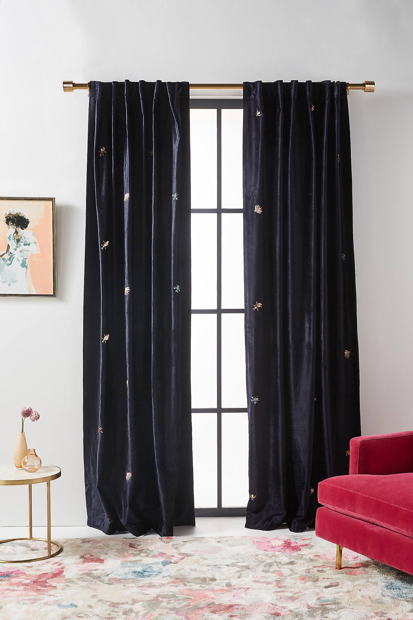 Embroidered Velvet Wyatt Curtain - Image 0