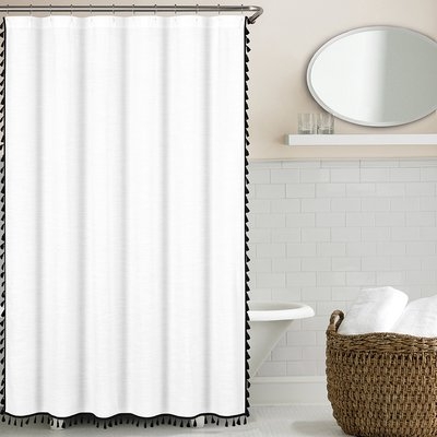 Angelia 100% Cotton Tassel Single Shower Curtain - Image 0