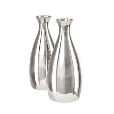 Orren Ellis Polished Aluminum With Nickel Finish Silver Bud Vase, Set Of 2 - Image 0