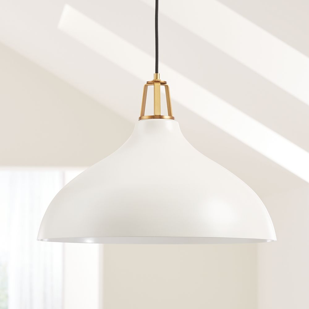 Maddox White Bell Large Pendant Light with Brass Socket - Image 0