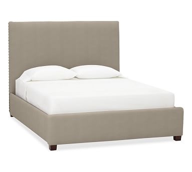 Raleigh Upholstered Square King Bed with Pewter Nailheads, Performance Everydayvelvet(TM) Carbon - Image 2