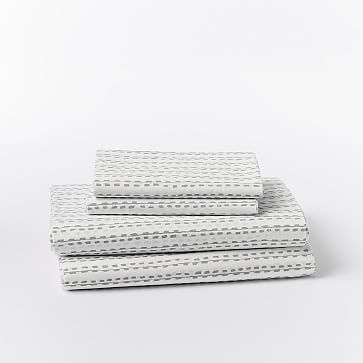 Organic Hand Drawn Stripe Sheet Set, Twin/Twin XL, Feather Gray - Image 0