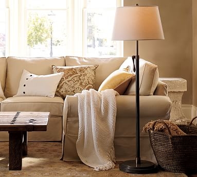 Sutter Floor Lamp &amp; Tapered Drum Linen Shade, Ivory, Large - Image 0