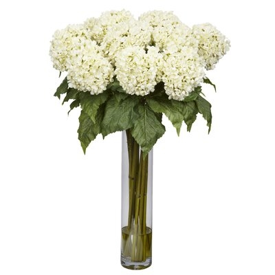 Hydrangea Silk Floral Arrangement in Vase - Image 0