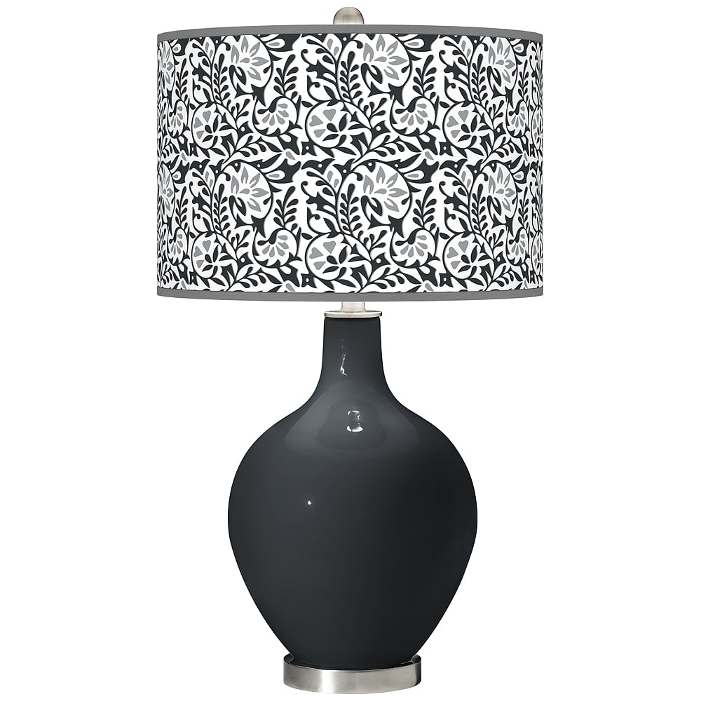 Color Plus Ovo 28 1/2" High Gardenia Shade Night Black Table Lamp - Image 0