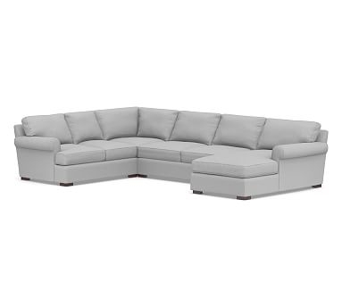 Townsend Roll Arm Upholstered Left Arm 4-Piece Chaise Sectional, Polyester Wrapped Cushions, Brushed Crossweave Light Gray - Image 2