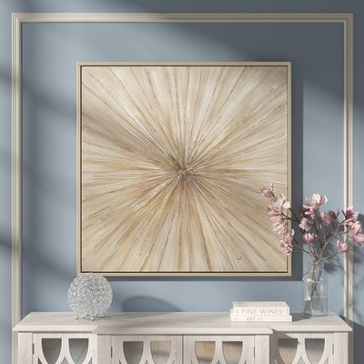 Brown Canvas Radial Starburst Framed Wall Art with Gold Frame - Image 0