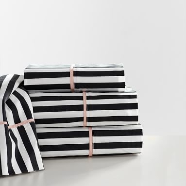 The Emily & Meritt Pirate Stripe Sheet Set, Twin/Twin XL, Black/White - Image 1