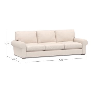 Turner Roll Arm Upholstered Sofa 90", Down Blend Wrapped Cushions, Performance Plush Velvet Navy - Image 1
