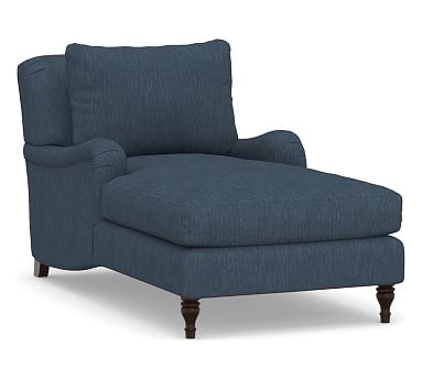 Carlisle English Arm Upholstered Chaise Lounge, Polyester Wrapped Cushions, Performance Heathered Tweed Indigo - Image 0