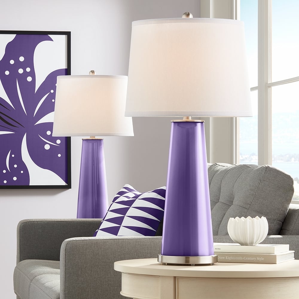 Color Plus Leo 29 1/2" Izmir Purple Glass Table Lamps Set of 2 - Image 0