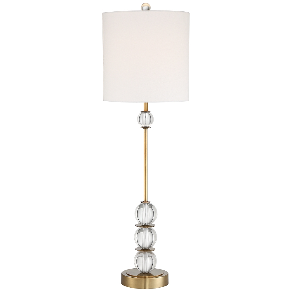 Halston Brass Metal Buffet Table Lamp with Crystal Accents - Style # 64H52 - Image 0