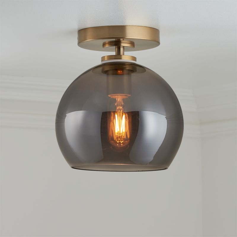 Arren Brass Flush Mount Light with Silver Round Shade - Image 1