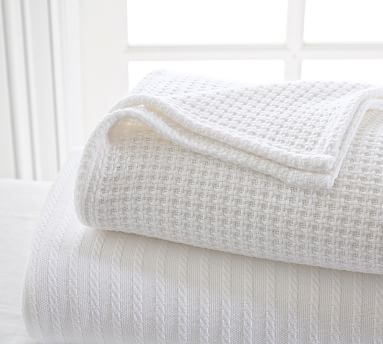 Sleepsmart 37.5 Basketweave Blanket King/Cal King White - Image 1
