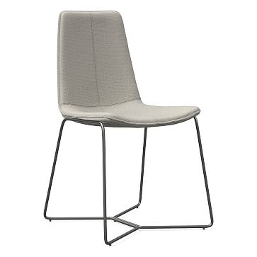 Slope Dining Chair, Charcoal Leg, Basket Slub, Feather Gray, Charcoal - Image 0