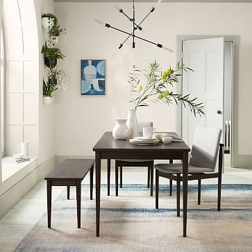 Framework Upholstered Dining Chair, Twill, Platinum, Dark Mineral - Image 3