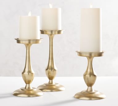 Chester Brushed Candleholders, Brass - Large - Image 1