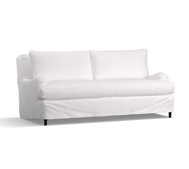 Carlisle Slipcovered Sofa 80" with Bench Cushion, Down Blend Wrapped Cushions, Twill White - Image 2