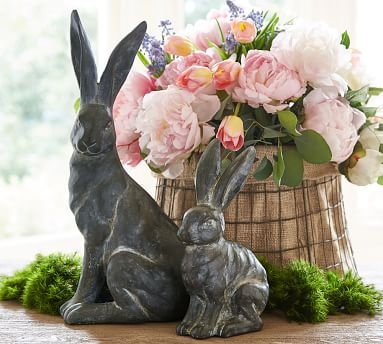 Essex Handcrafted Bunny Sculpture, Laying - Image 1