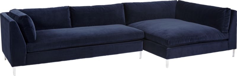 Decker 2-Piece Blue Velvet Sectional Sofa - Image 5