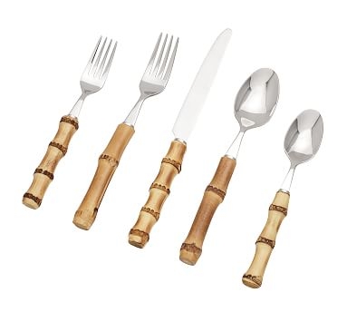 Natural Bamboo Flatware, Set of 20 - Image 0