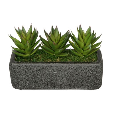 Artificial Green Aloe Plant in Decorative Vase - Image 0
