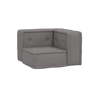 Cushy Lounge Corner Chair, Distressed Velvet Metal, UPS - Image 0
