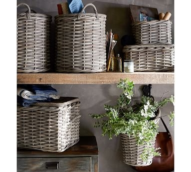 Aubrey Woven Lidded Baskets, Small - Gray - Image 3
