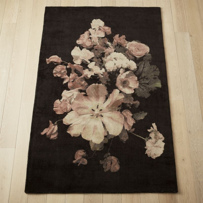 Daphne Black Floral Rug 5'x8' - Image 1