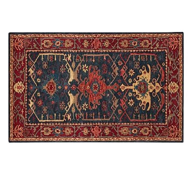 Channing Persian-Style Hand Tufted Wool Rug, 5 x 8', Indigo - Image 0
