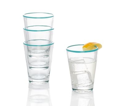 Summer Colored Rim Tumbler Glasses, Set of 4 - Blue - Image 1