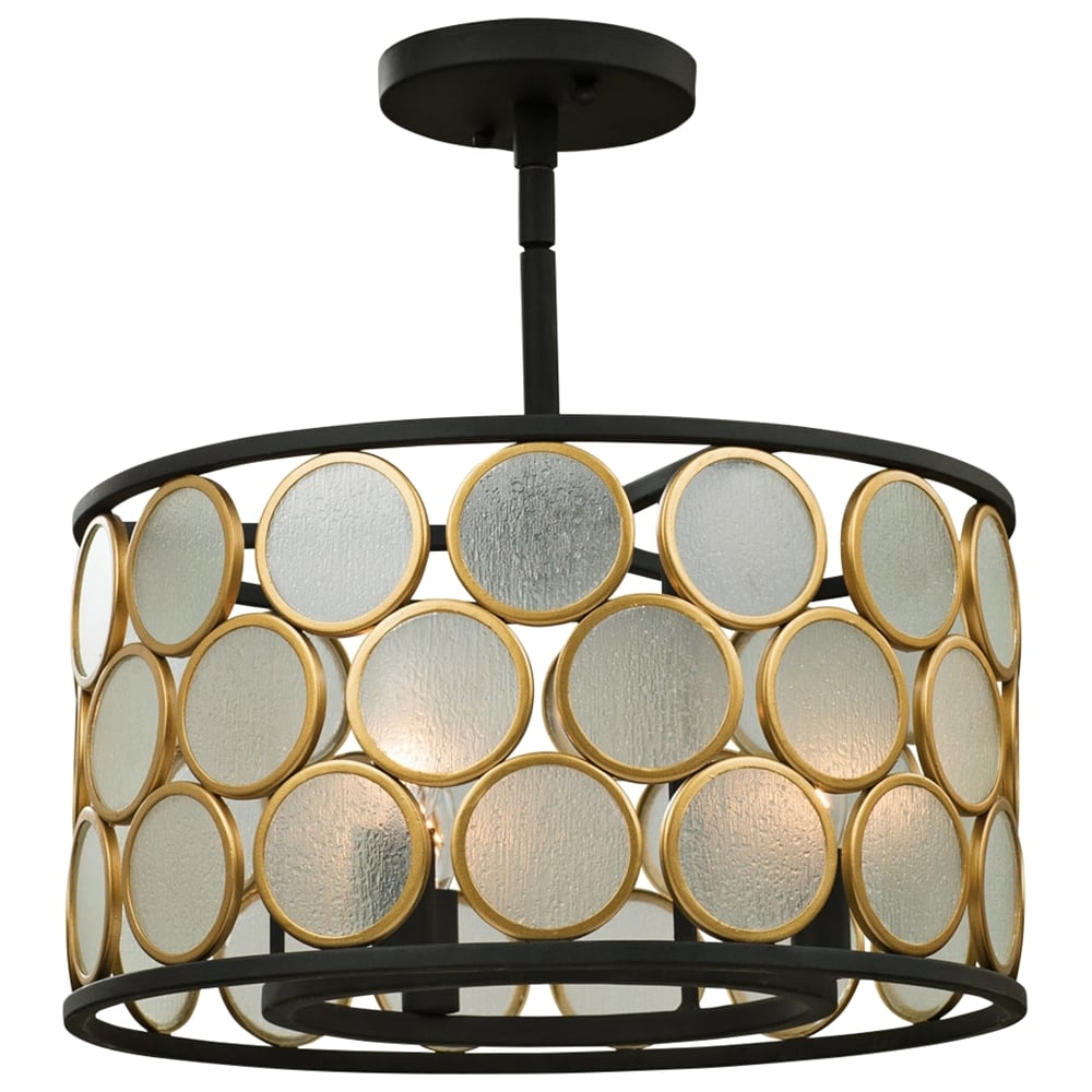 Kalco Corsa 16" Wide Matte Black and Gold Ceiling Light - Style # 64N46 - Image 0