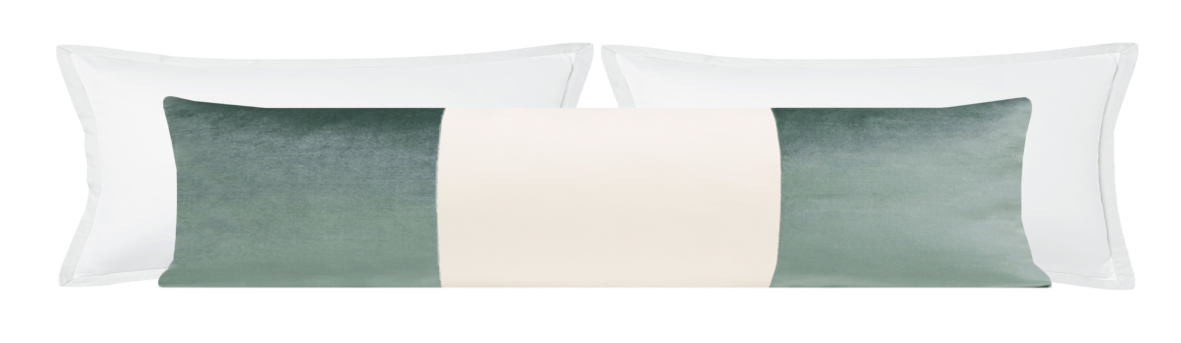 THE XL LUMBAR :: COLORBLOCK FAUX SILK VELVET // TURKISH BLUE - 14" X 48" - Image 0