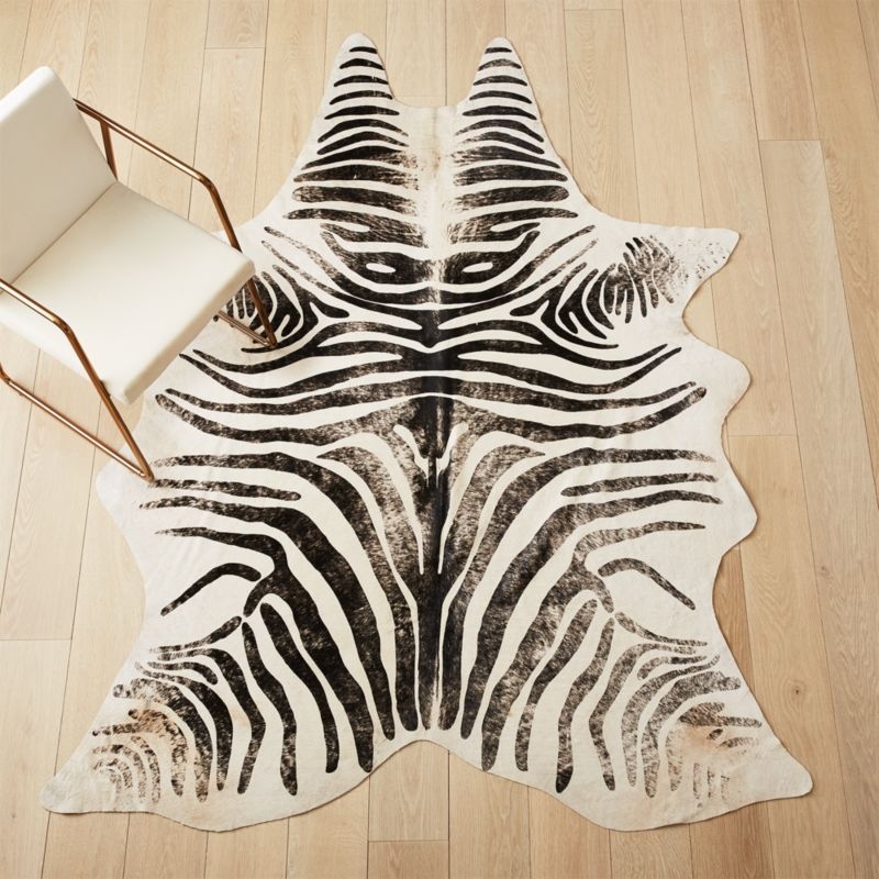 Distressed Faux Zebra Hide Area Rug 5'x8' - Image 2