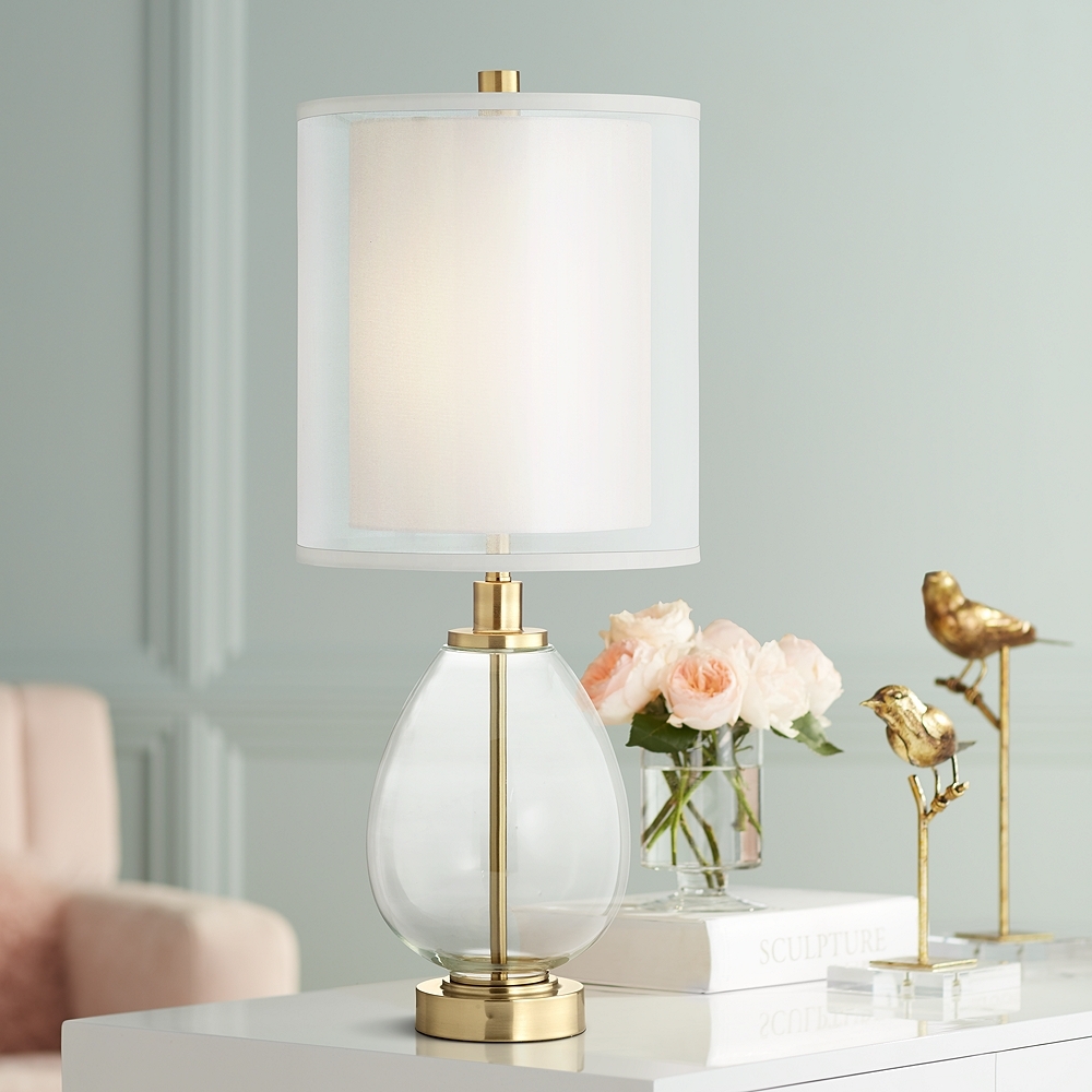 Sophie Glass and Brass Double Shade Table Lamp with USB Port - Style # 66D68 - Image 0