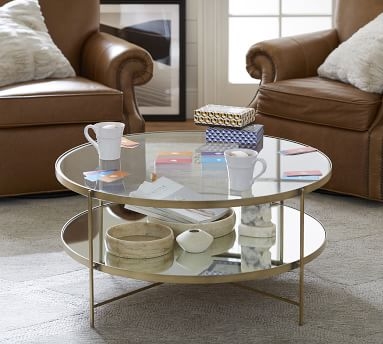 DISCONTINUED Leona Round Coffee Table, Brass - Image 3