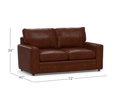 Pearce Square Arm Leather Grand Sofa 82", Polyester Wrapped Cushions, Leather Signature Maple - Image 1