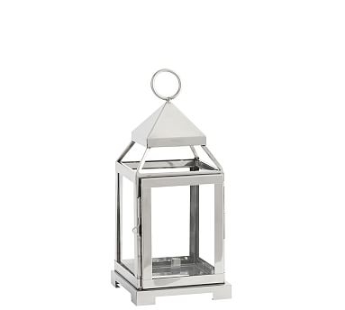 Malta Glass & Metal Lantern, Small, 10.25" - Polished Nickel - Image 2