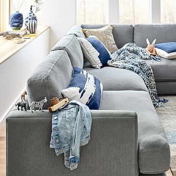 Haven Sectional 1, Left Arm Sofa, Right Arm Terminal, Performance Washed Canvas, Gray - Image 3