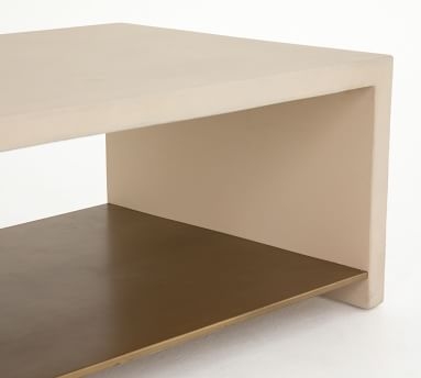 Concrete Coffee Table, White/Antique Brass, 48"L - Image 2