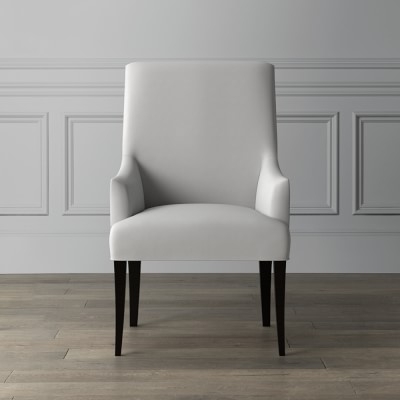Belvedere Dining Armchair, Performance Linen Blend, Stone, Ebony Leg - Image 1