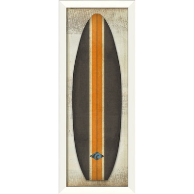 Malibu Classic Surfboard Framed Graphic Art in Orange and Black - Image 0