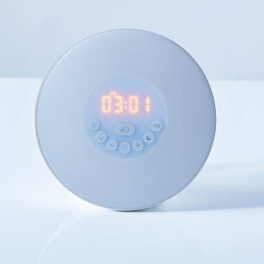 Round Light-Up Alarm Clock, White - Image 0