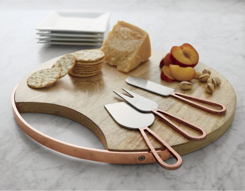 Beck Cheese Board and 3 Copper Cheese Knives Set - Image 4