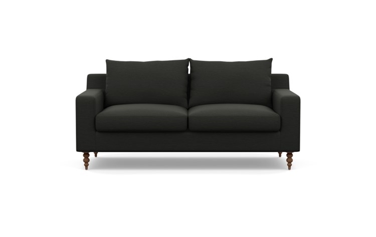 Sloan Sofa with Black Storm Fabric and Oiled Walnut legs - Image 0