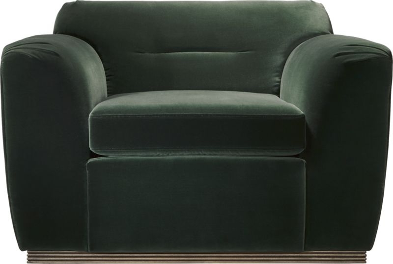 Clive Pleated Spruce Green Velvet Armchair - Image 1