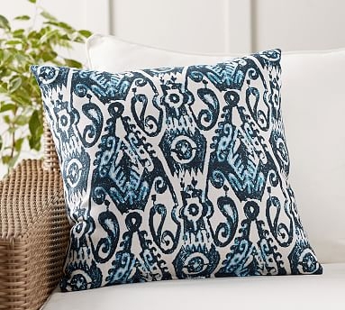Sunbrella(R), Delphi Ikat Outdoor Pillow, 22", Blue Combo - Image 0
