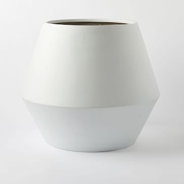 Modern Faceted Planter, White, 22" - Image 0
