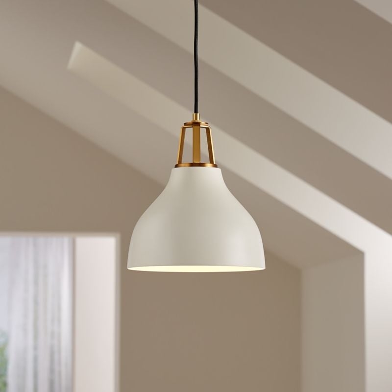 Maddox White Bell Large Pendant Light with Brass Socket - Image 5